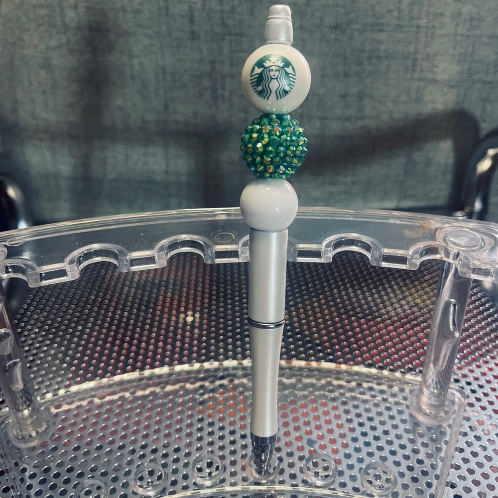 Starbucks rhinestone bead ink pen